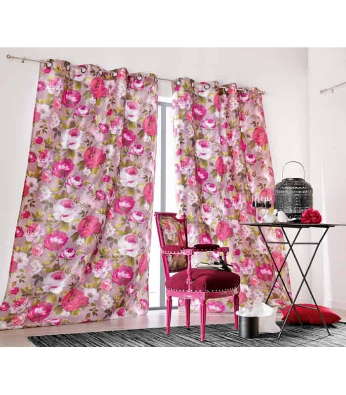 Rideau vintage motif rose