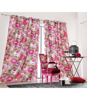 Rideau vintage motif rose