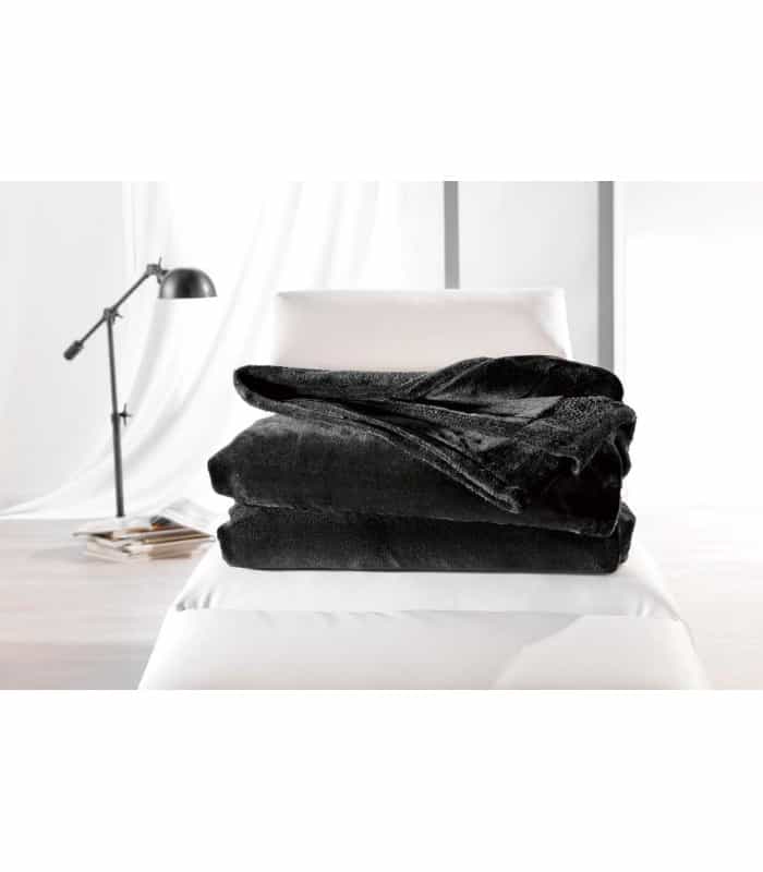 Plaid microfibre polaire noir