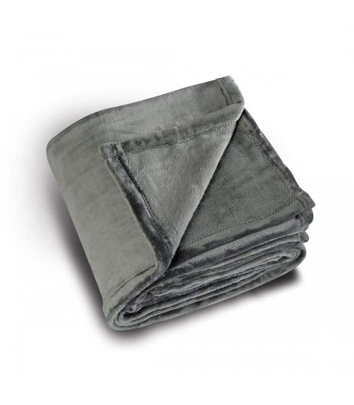 Plaid microfibre polaire uni taupe
