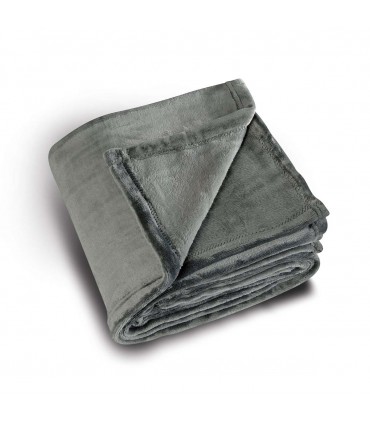 Plaid microfibre polaire uni taupe