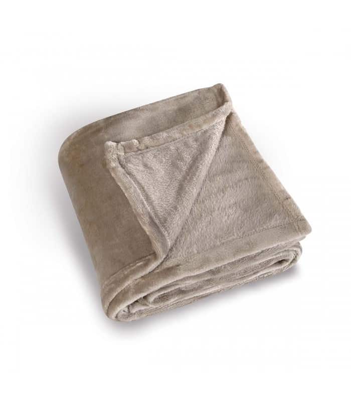 Plaid microfibre polaire uni taupe