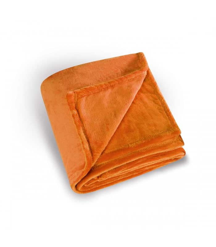 Plaid microfibre polaire uni orange