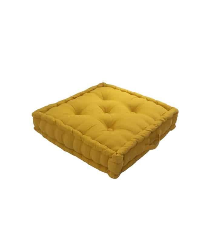 Coussin de sol uni moutarde