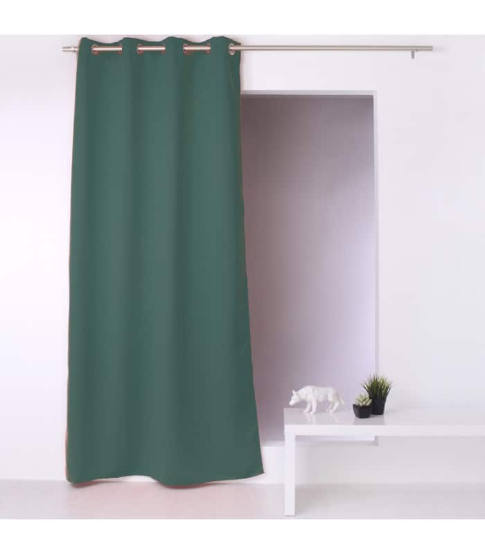 Rideau occultant et isolant uni vert foncé