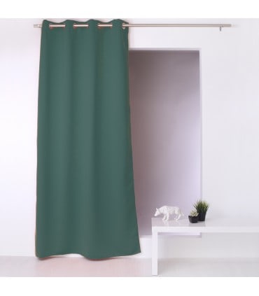 Rideau occultant et isolant uni vert foncé