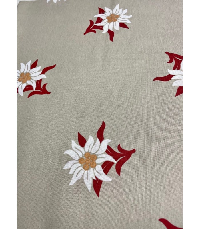 Tissu Montagne Edelweiss Lin  Imprimé en All Over