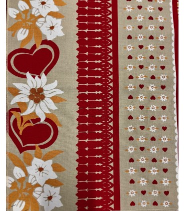 Tissu Montagne Edelweiss/Cœur Lin