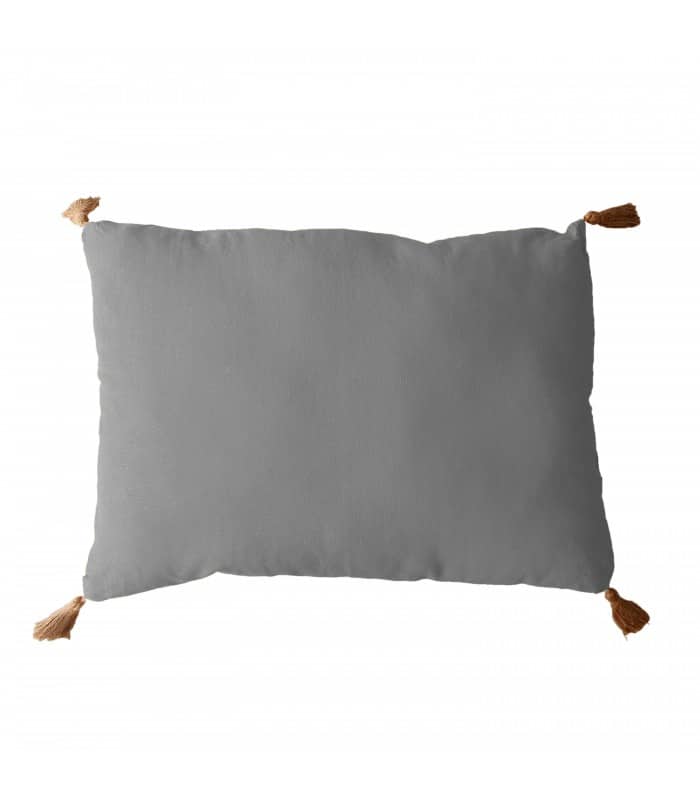 Coussin à pompoms 50 x 70 cm Gris