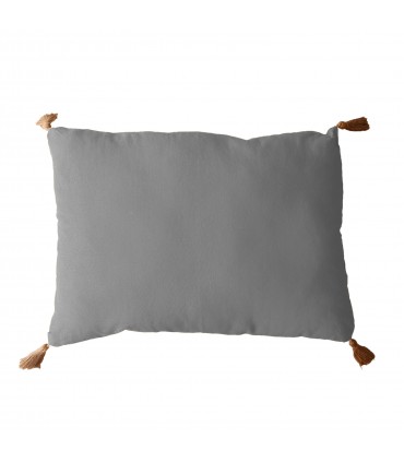 Coussin à pompoms 50 x 70 cm Gris