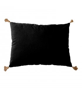 Coussin à pompoms 50 x 70 cm Noir