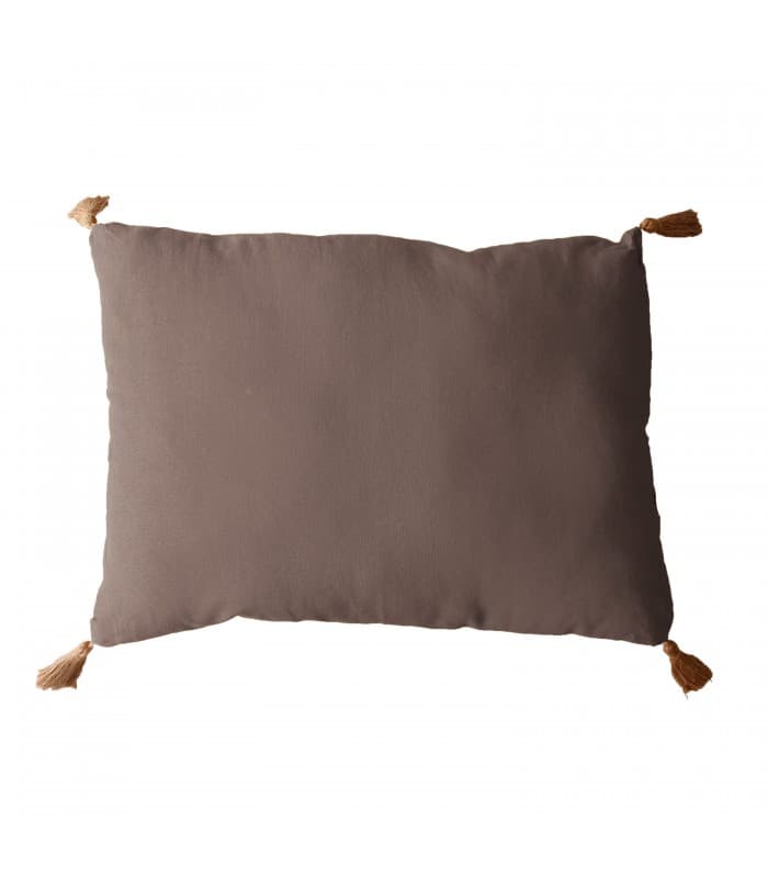 Coussin à pompoms 50 x 70 cm Vison