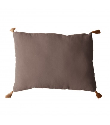 Coussin à pompoms 50 x 70 cm Vison