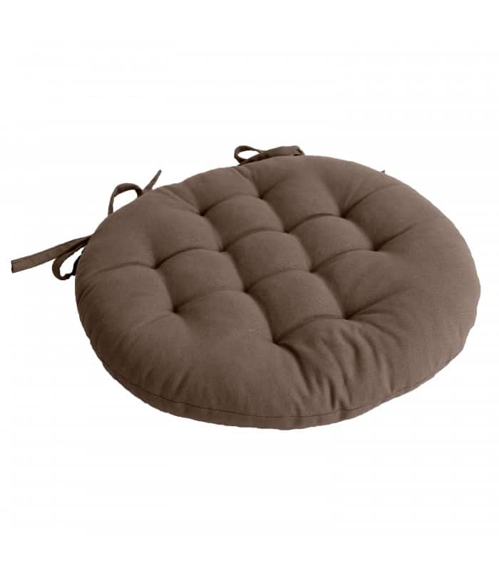 Galette de chaise ronde matelassé 38 cm vison
