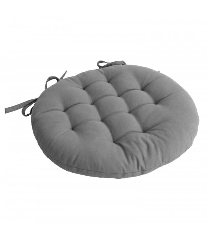 Galette de chaise ronde matelassé 38 cm gris