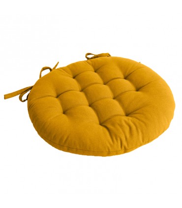 Galette de chaise ronde matelassé 38 cm moutarde