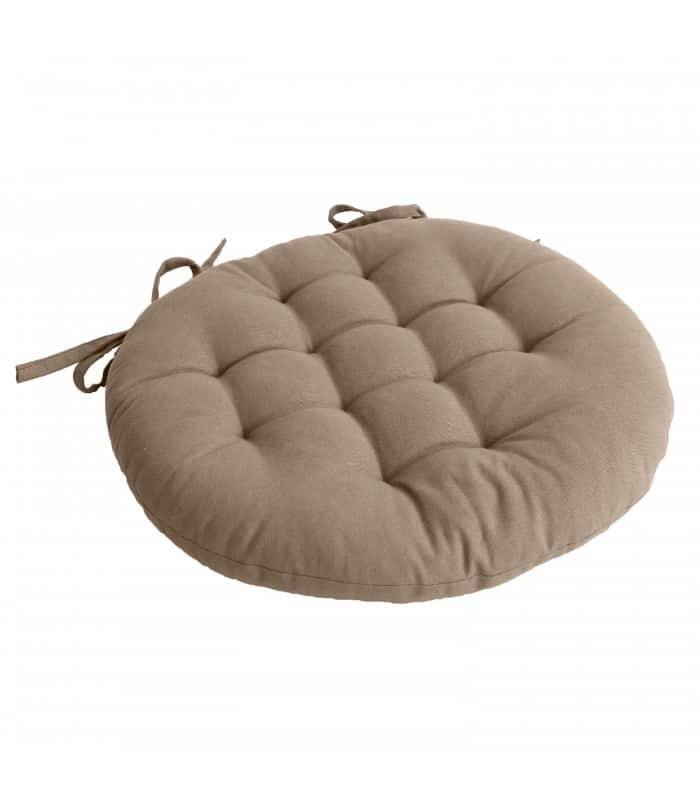 Galette de chaise ronde matelassé 38 cm naturel