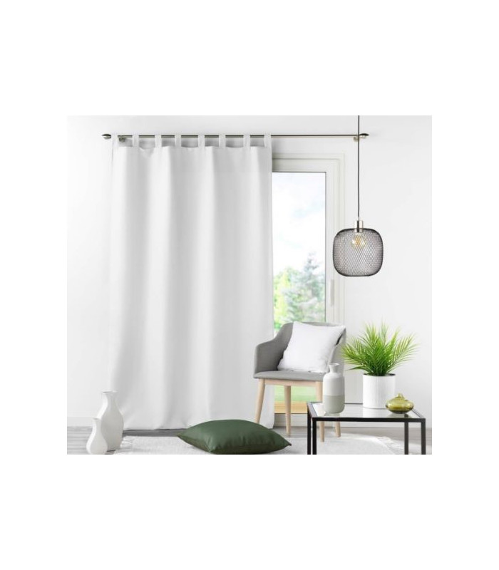 RIDEAU A PASSANTS 140 x 260 CM POLYESTER UNI ESSENTIEL BLANC