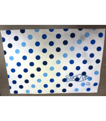 Set de table en coton à pois bleus brodé poisson – Style bord de mer