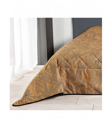 Dessus de lit Matelassé Fleuri "KERALA" camel