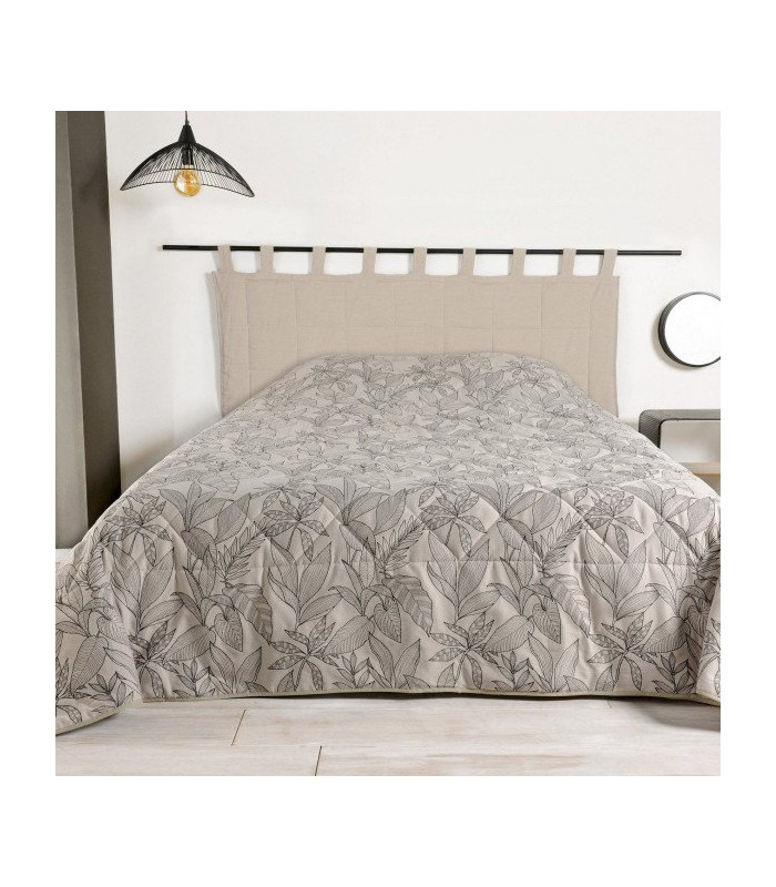 Dessus de lit Matelassé Fleuri "KERALA" écru