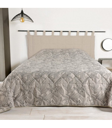 Dessus de lit Matelassé Fleuri "KERALA" écru