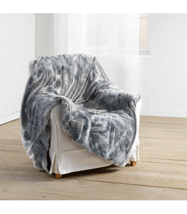 PLAID IMITATION FOURRURE ANTARTIC GRIS